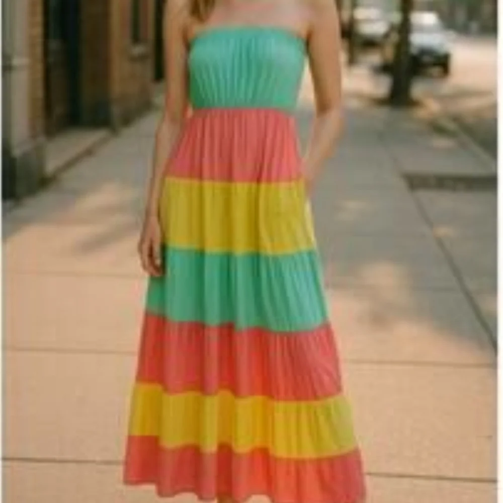 Soprano Multicolor Strapless Maxi Dress - Picture 1 of 5